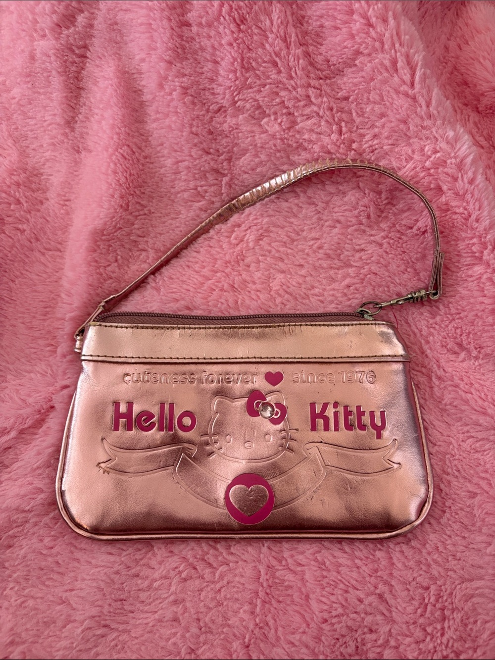 Hello Kitty Rose Metallic Wristlet Clutch